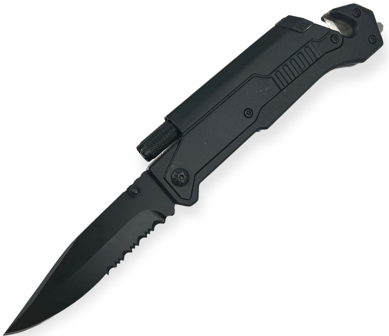 Tiger USA Tactical Spring Assisted Rescue Knife Fire Starter Black