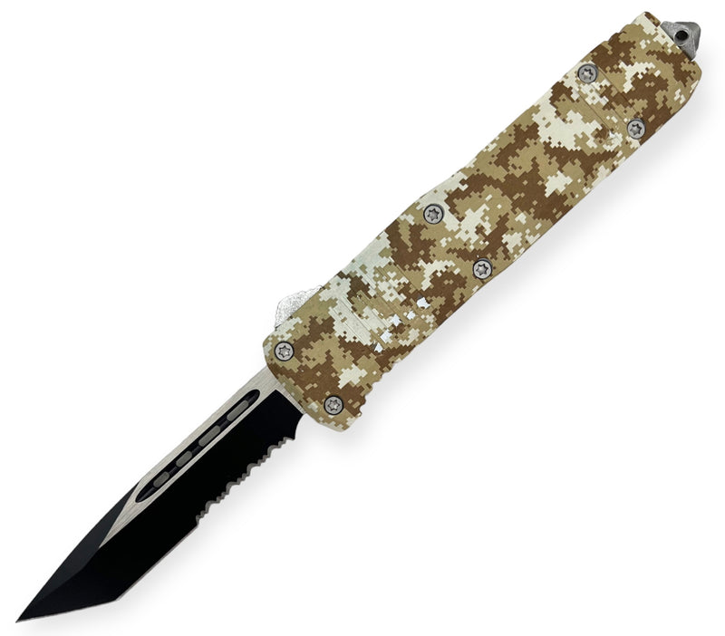 OTF Knife Double Side Blade Brown Camo