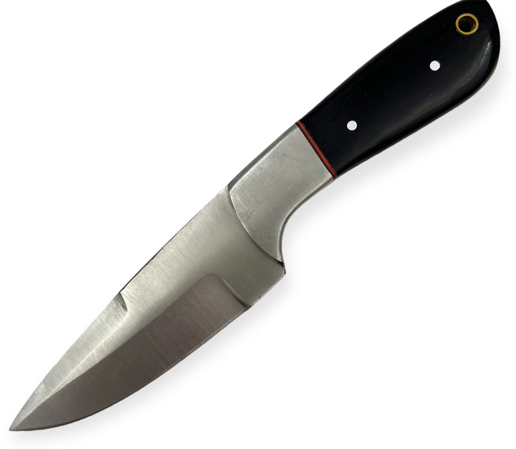 7.5 inch Hunting Knife Set W. Leather Case BLACK
