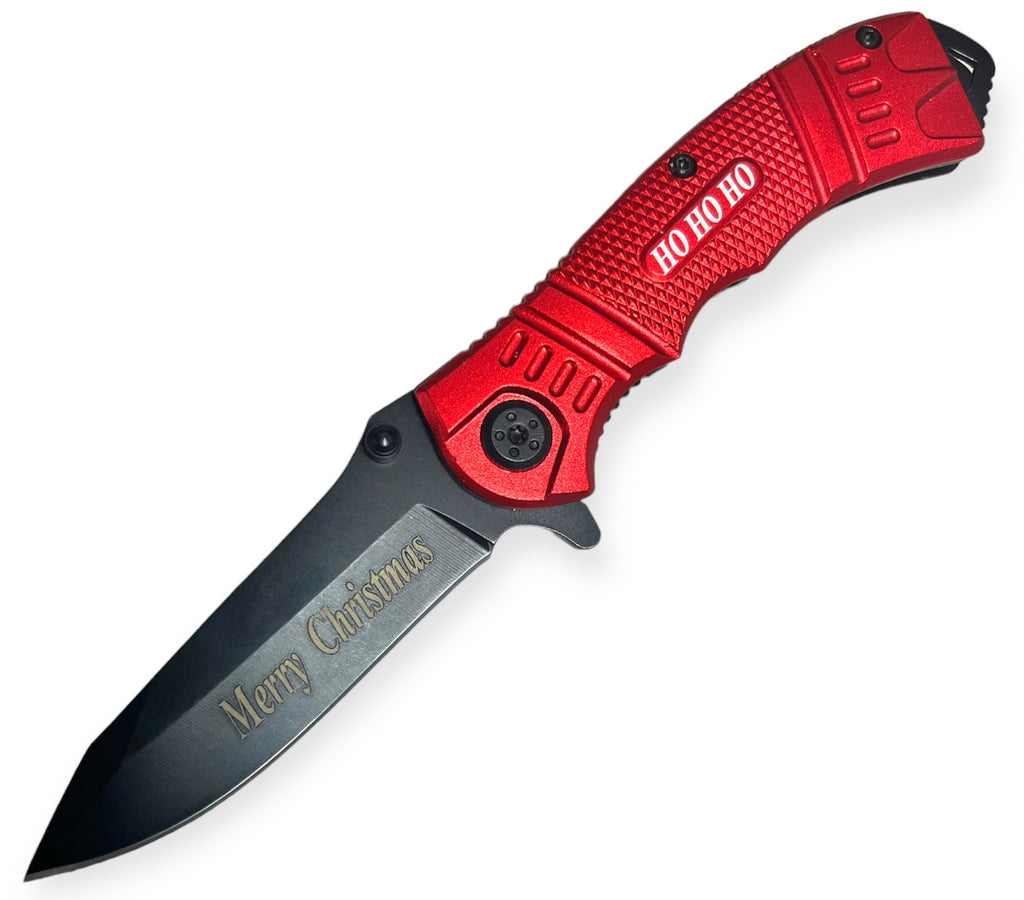 8 Inch Spring Assisted TechTact Knife DP Blade - Red
