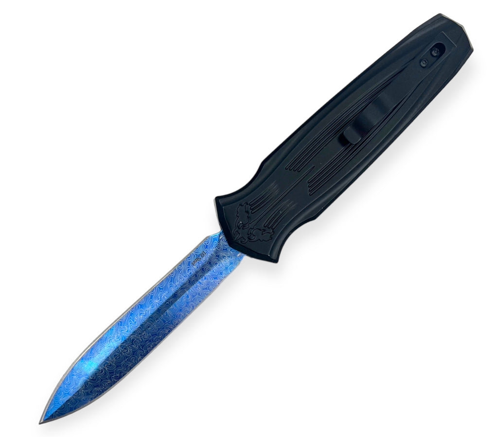 9.0'' Tactical OTF & Black Drop Point Blue Blade