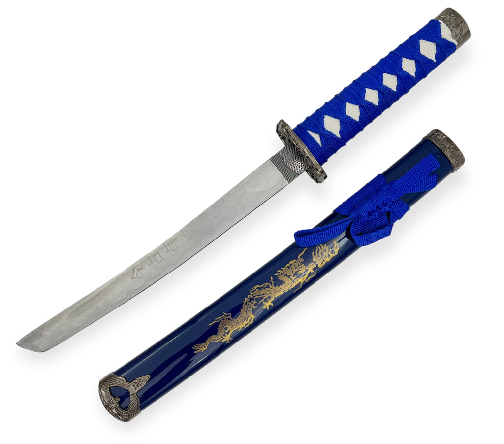 Decorative 3PC  Sword Set W stand Blue     (Gold Drogon)