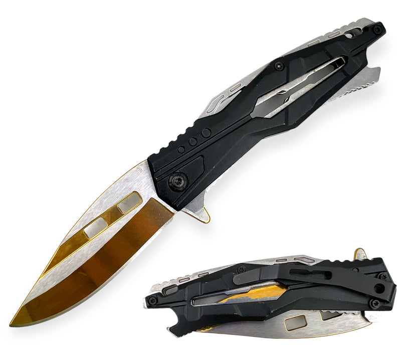 Tiger Usa® Spring Assisted Knife -Gold Knife