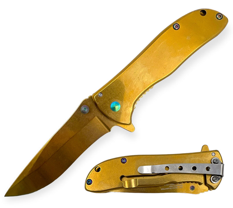 Spring Assisted Folding Knife - Gold (SJ-1020-GD)