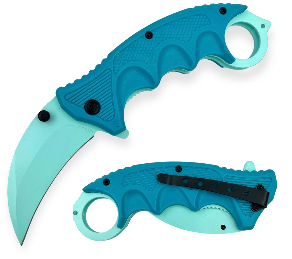 Karambit  Teal  Folding Knife W.Clip