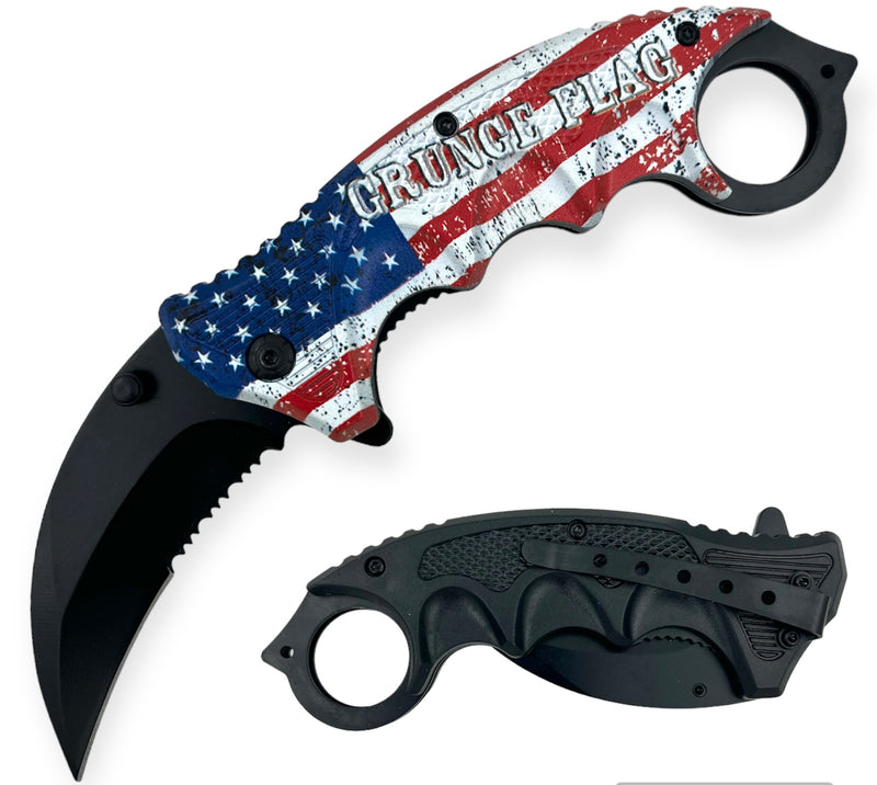 Grunge Flag Folding Knife W.Clip