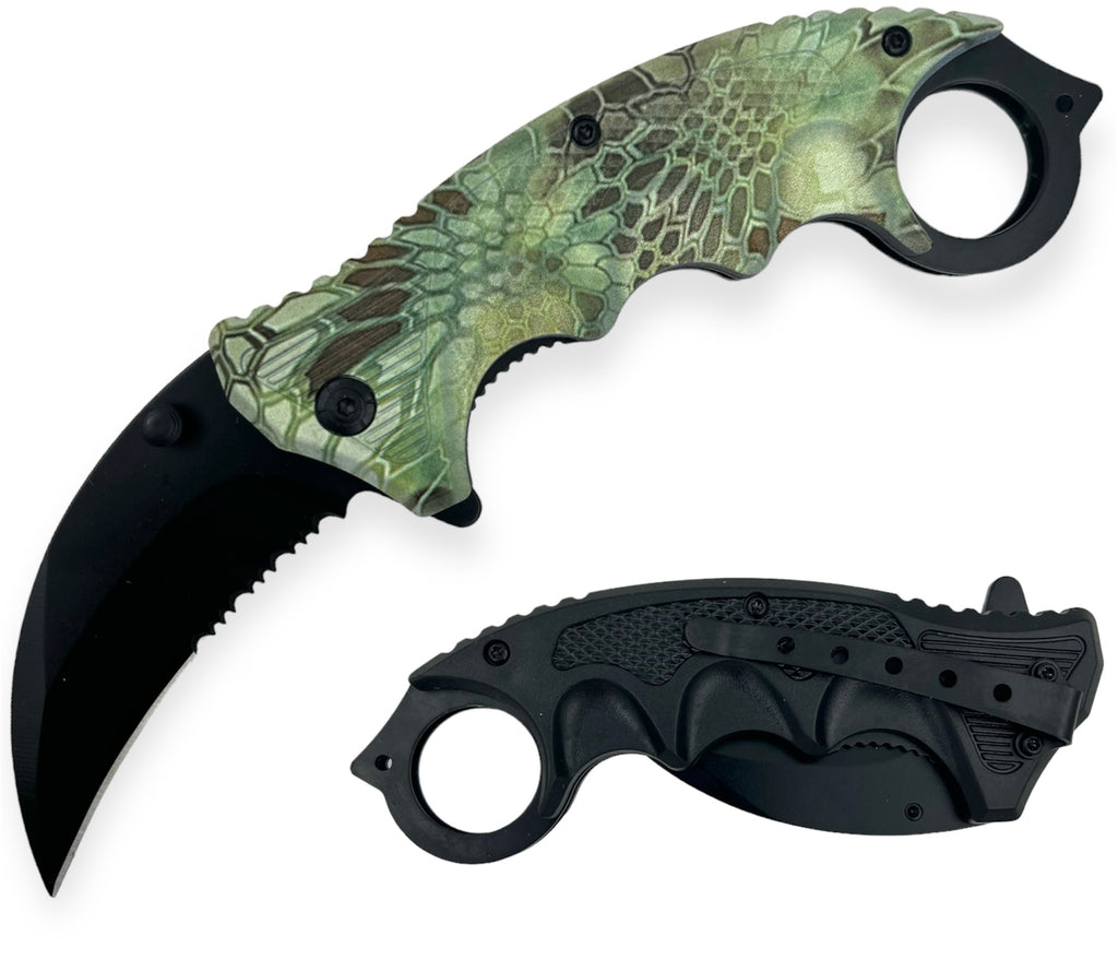 Karambit Green Snake Folding Knife W.Clip