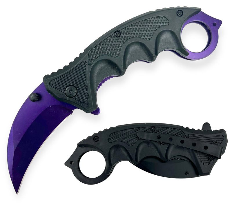 Black & Purple Folding Knife W.Clip