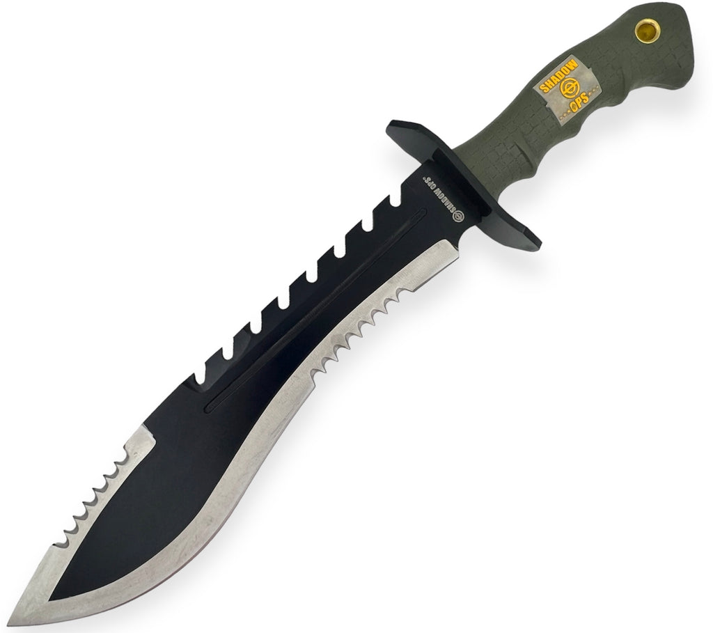 Shadow Ops® Tactical Knife B/S Blade Green Handle