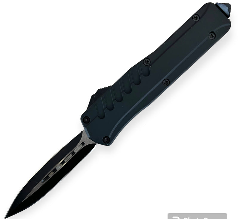 OTF Knife Duble blade Black Handle Silver Blade