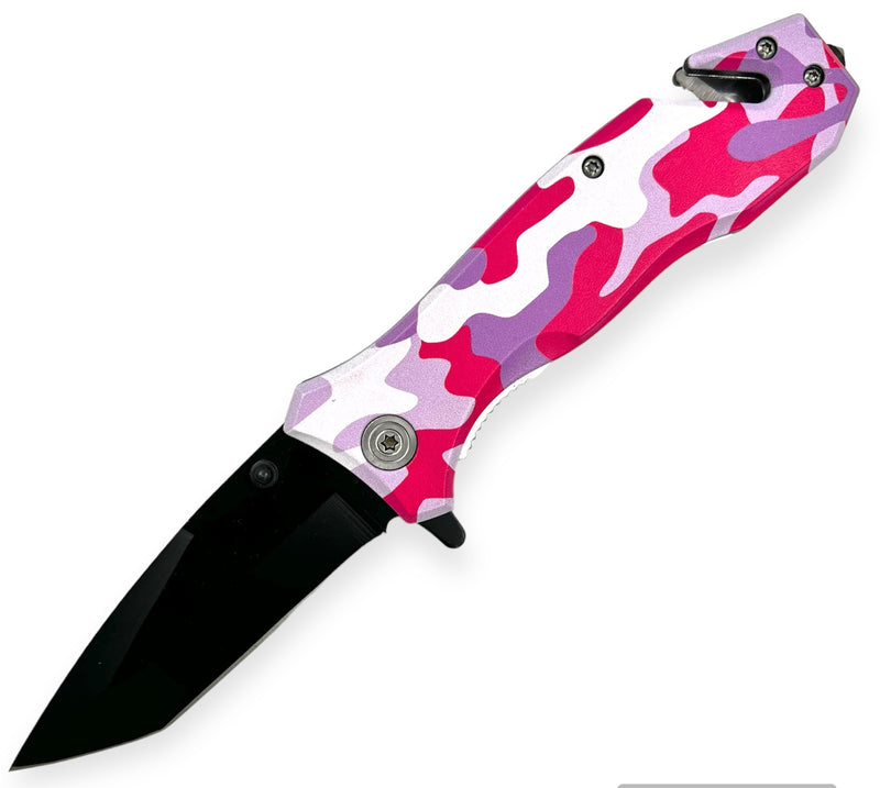 Folding Knife W. Clip CAMO PINK 3