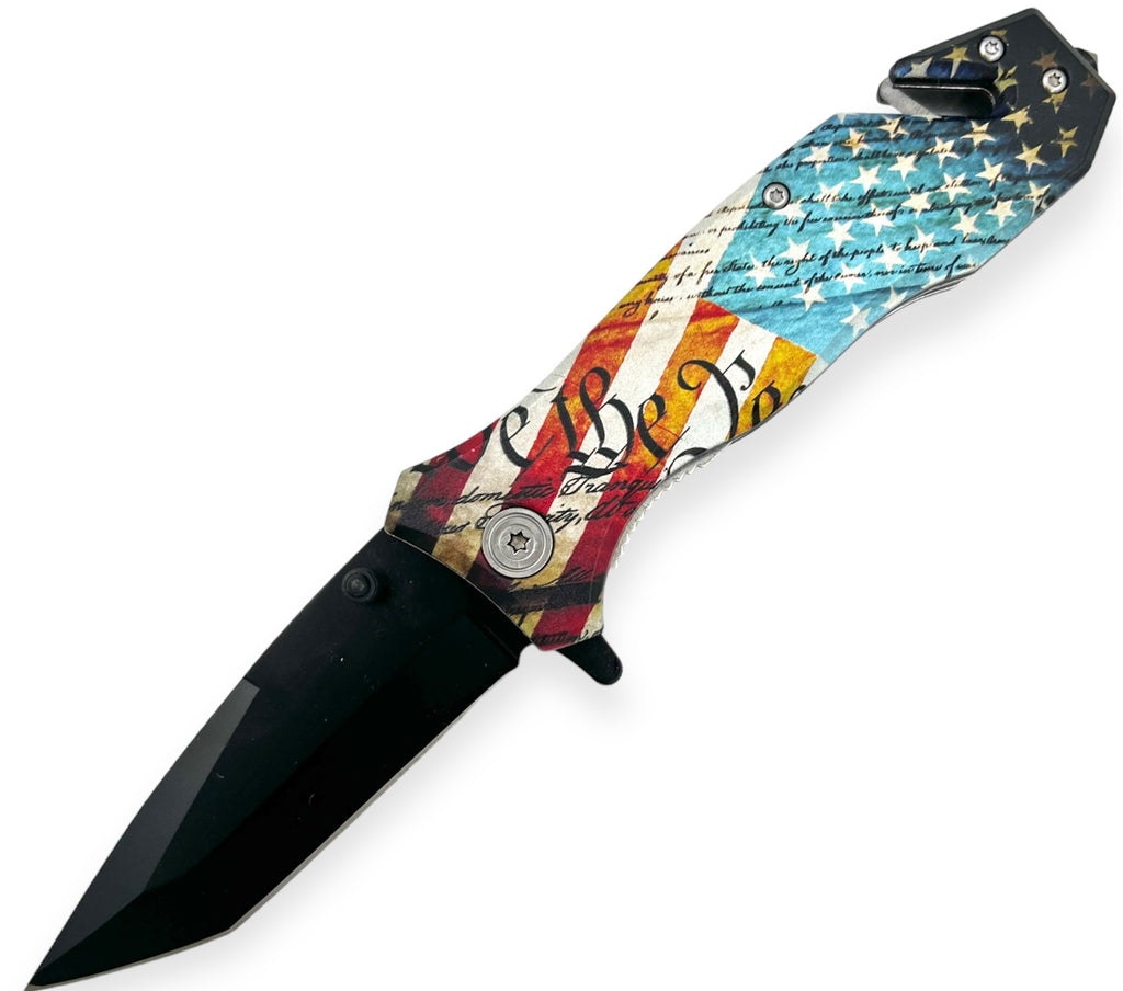 Folding Knife W. Clip  Flag