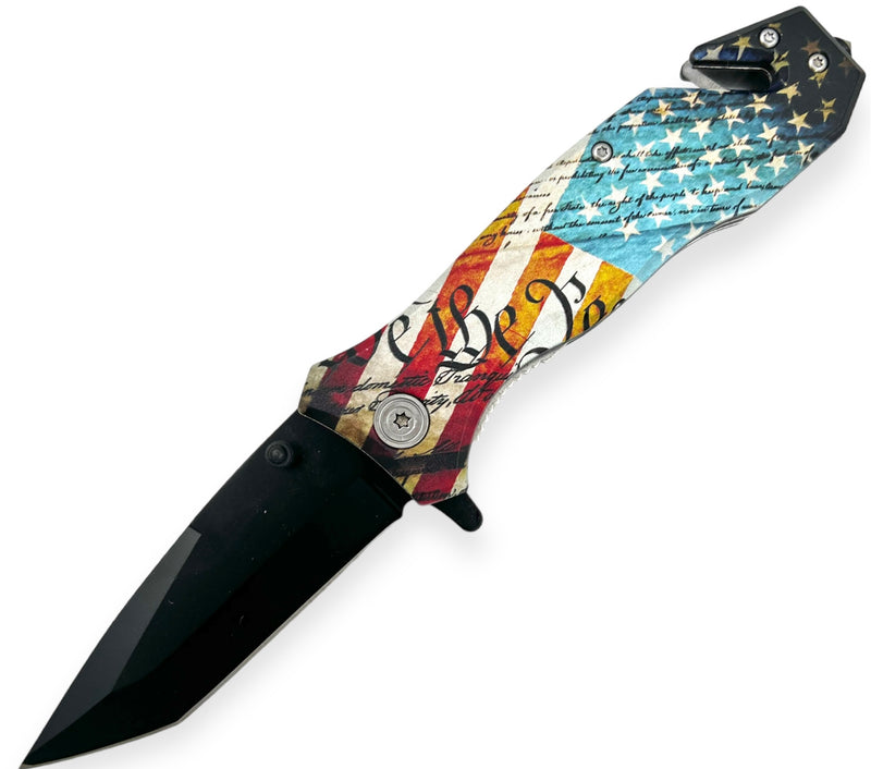 Folding Knife W. Clip  Flag
