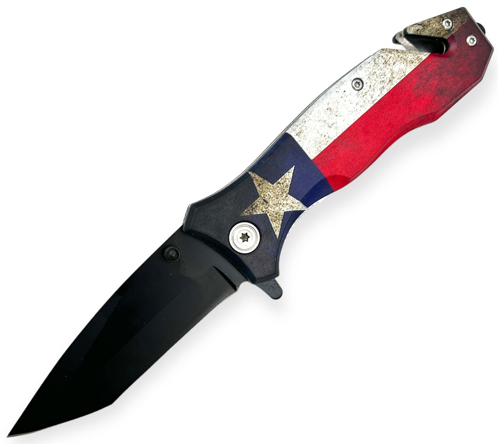 Folding Knife W. Clip  Puerto Rico Flag