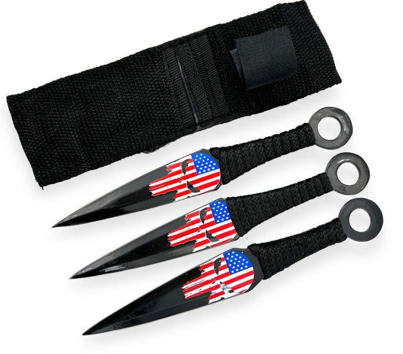 3-PC Throwing Knife American Skull