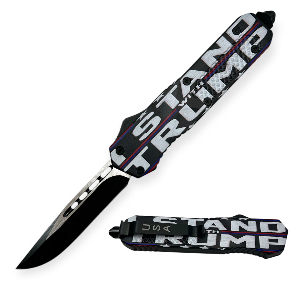 OTF Automatic Knife Stand Trump Drop Point  Blade
