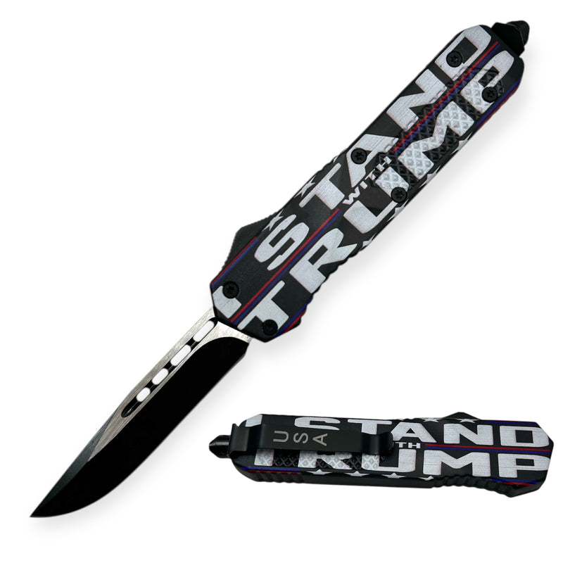 OTF Automatic Knife Stand Trump Drop Point  Blade