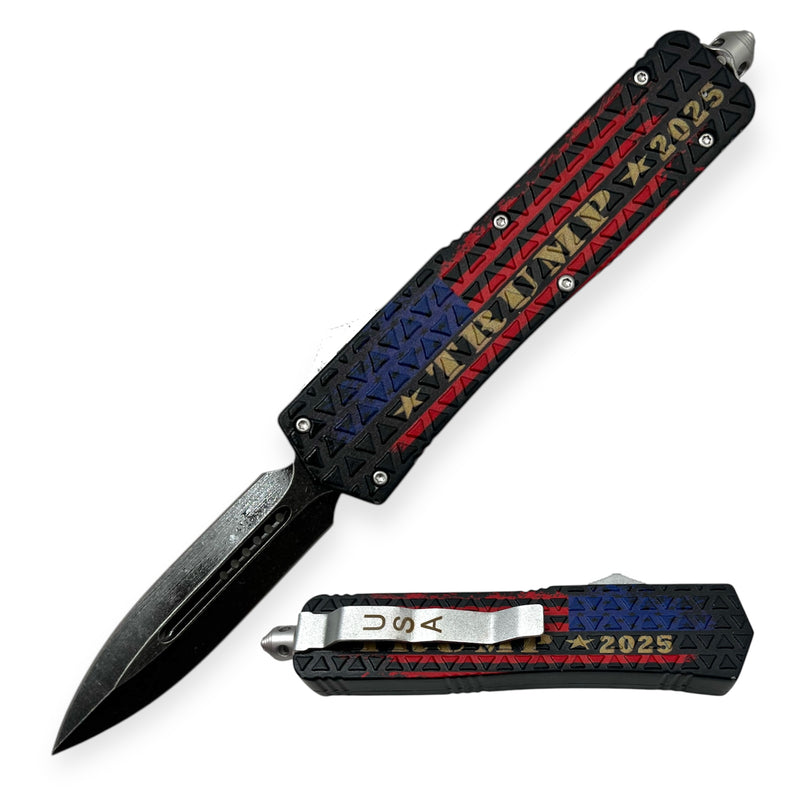 OTF Automatic Knife Trump 2025 American Flag  Double Blade