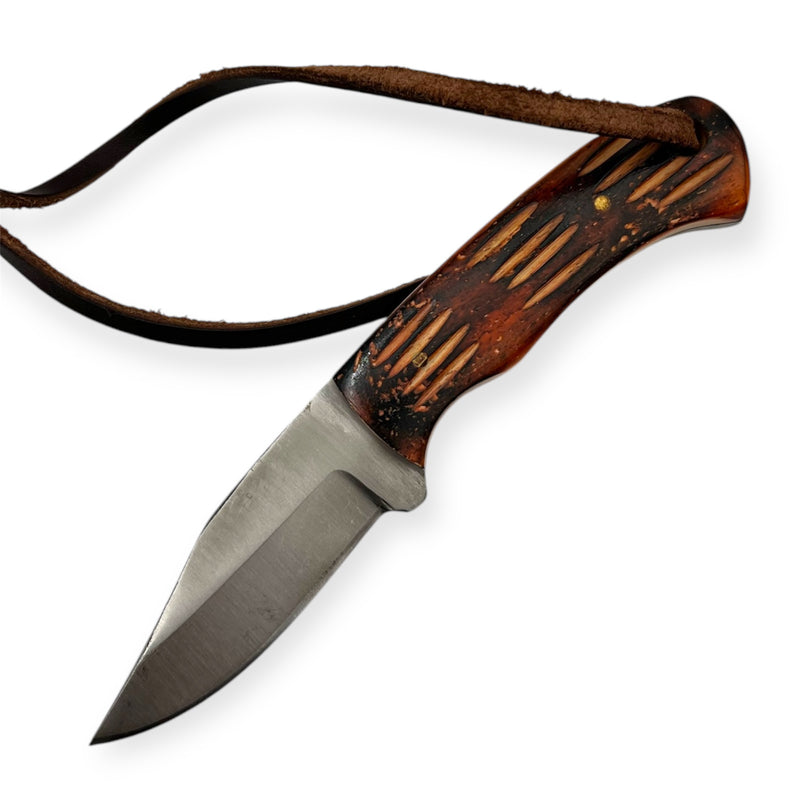 Red Deer® Clip Point Full Tang 6 Inch Burnt Bone Hunting Knife