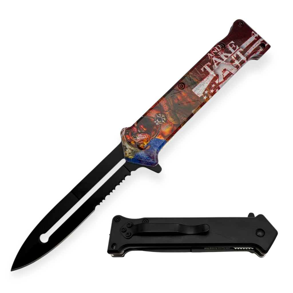Tiger-USA Spring Assisted Knife -  Come And Take It