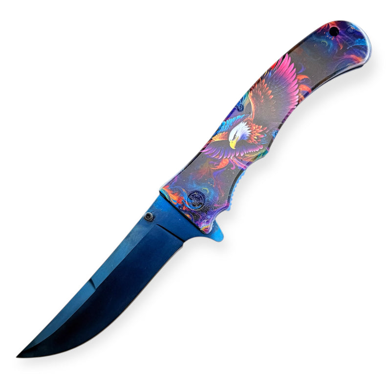 Tiger Usa® XL Heavy Duty Knife With Clip Mystic Eagle
