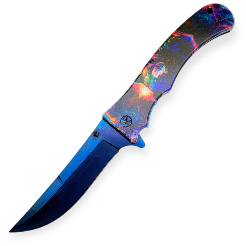 Tiger Usa® XL Heavy Duty Knife With Clip Mystic Bear