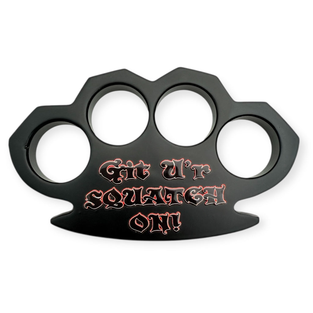 Black Brass Knuckle Duster Paper Weight Git U'r Squatch  On