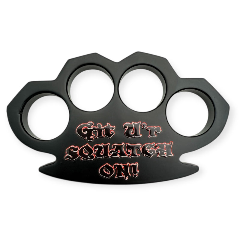 Black Brass Knuckle Duster Paper Weight Git U'r Squatch  On