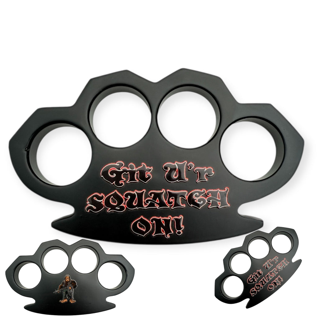 Black Brass Knuckle Duster Paper Weight Git U'r Squatch  On