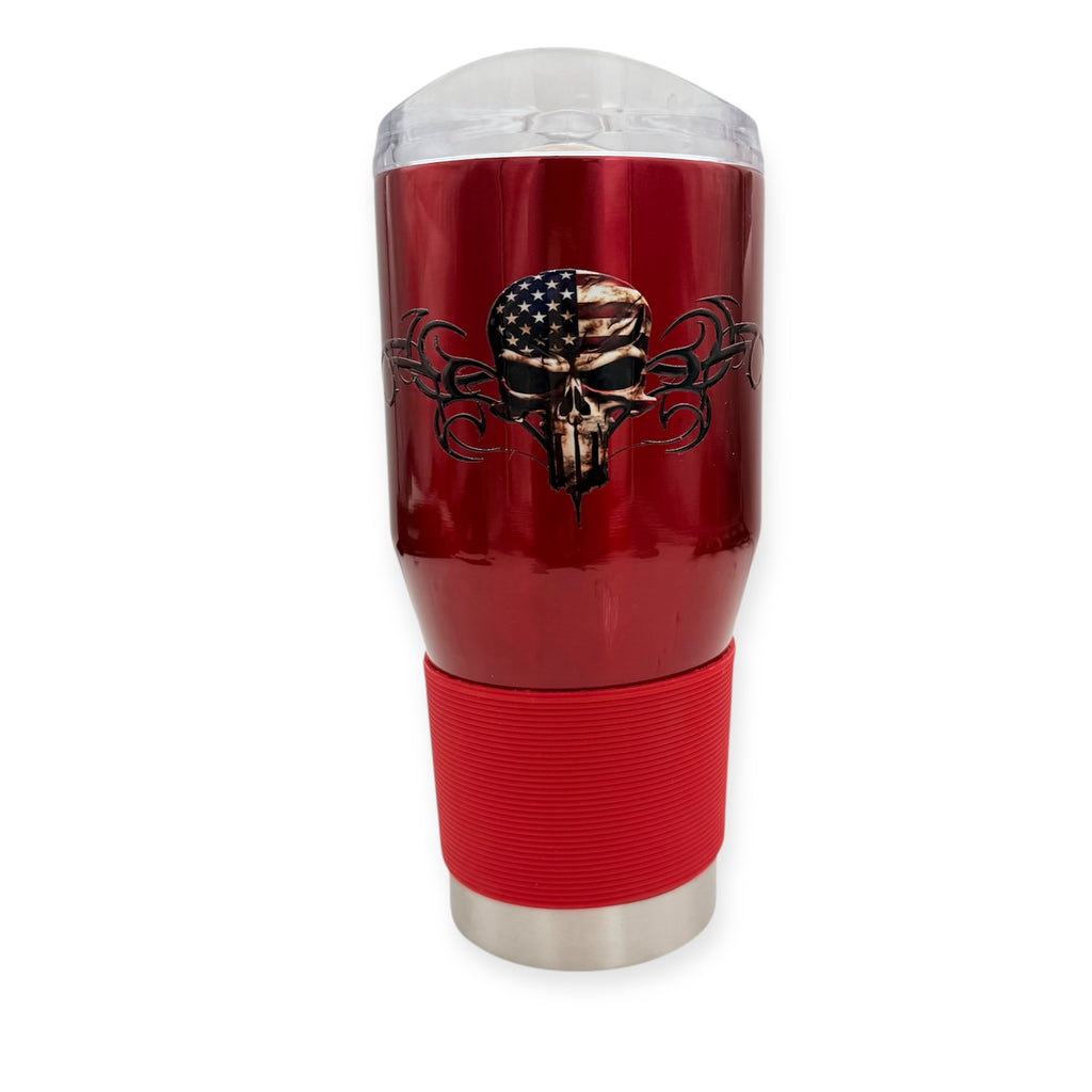 Coolie Lowball Tumbler Red Color 24 OZ Color Customized American Skull
