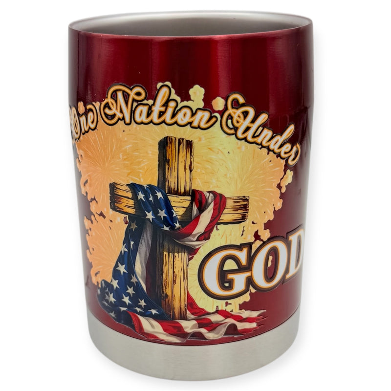 Coolie Lowball Tumbler Red Color One Nation Under God