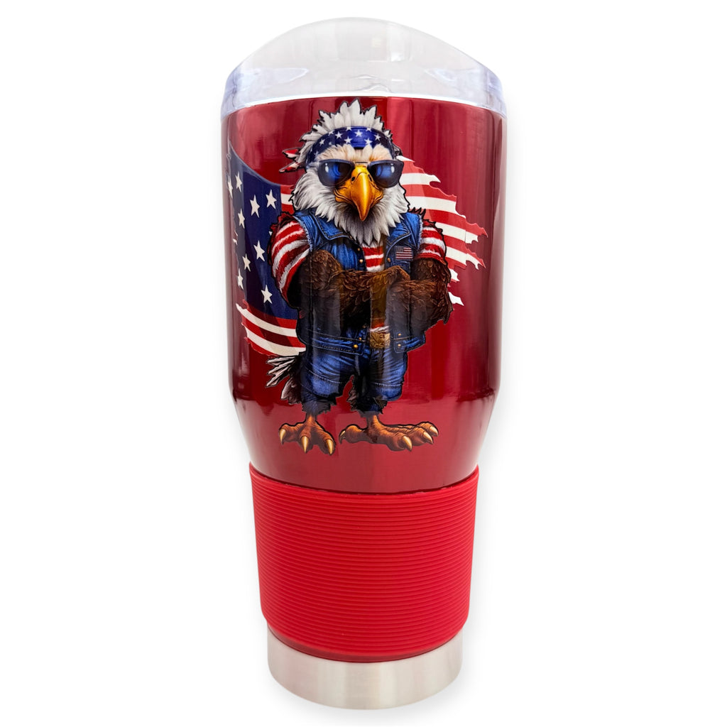 Coolie  Tumbler Red Color 24 OZ Color Customized American Eagle Flag