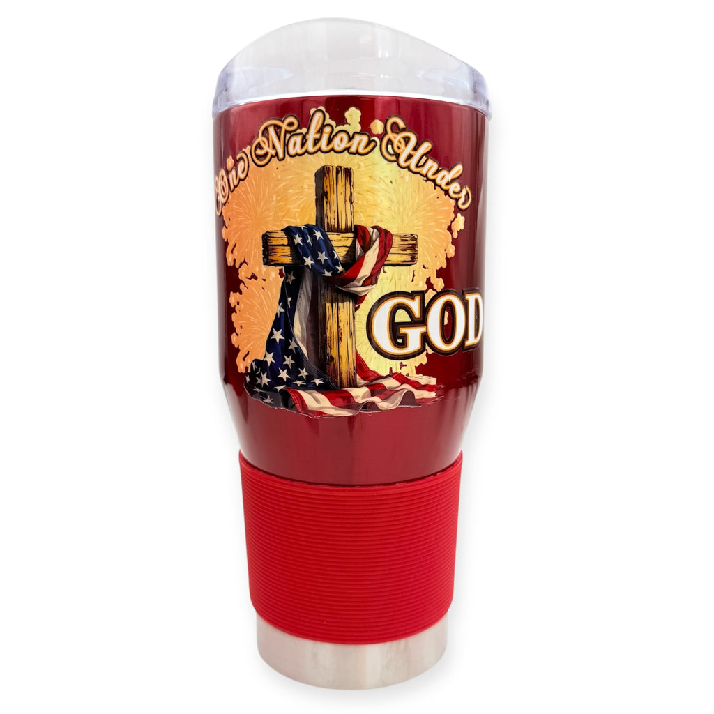Coolie  Tumbler Red Color 24 OZ Color Customized One Nation Under God
