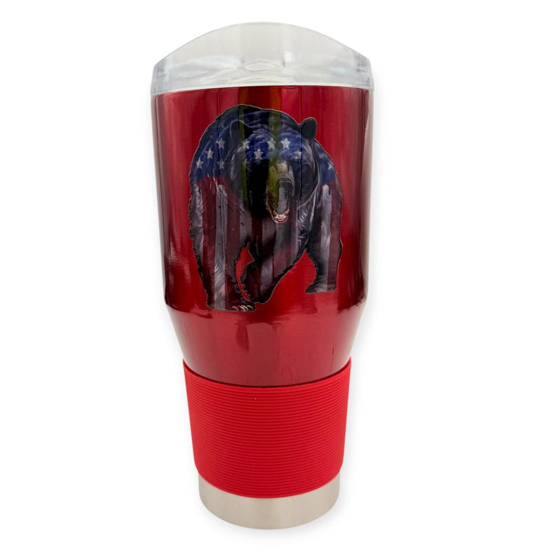 Coolie  Tumbler Red Color 24 OZ Color Customized  American Bear