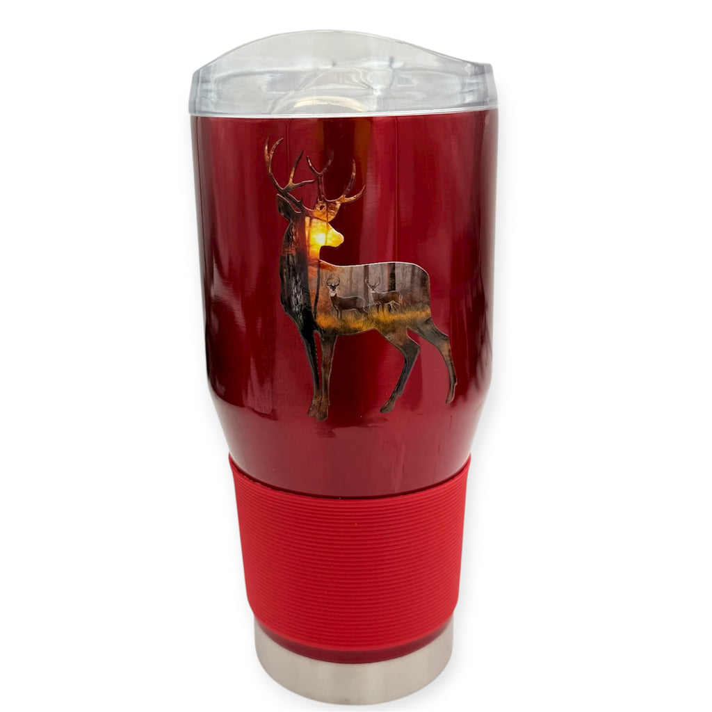 Coolie  Tumbler Red Color 24 OZ Color Customized SunSet Deer