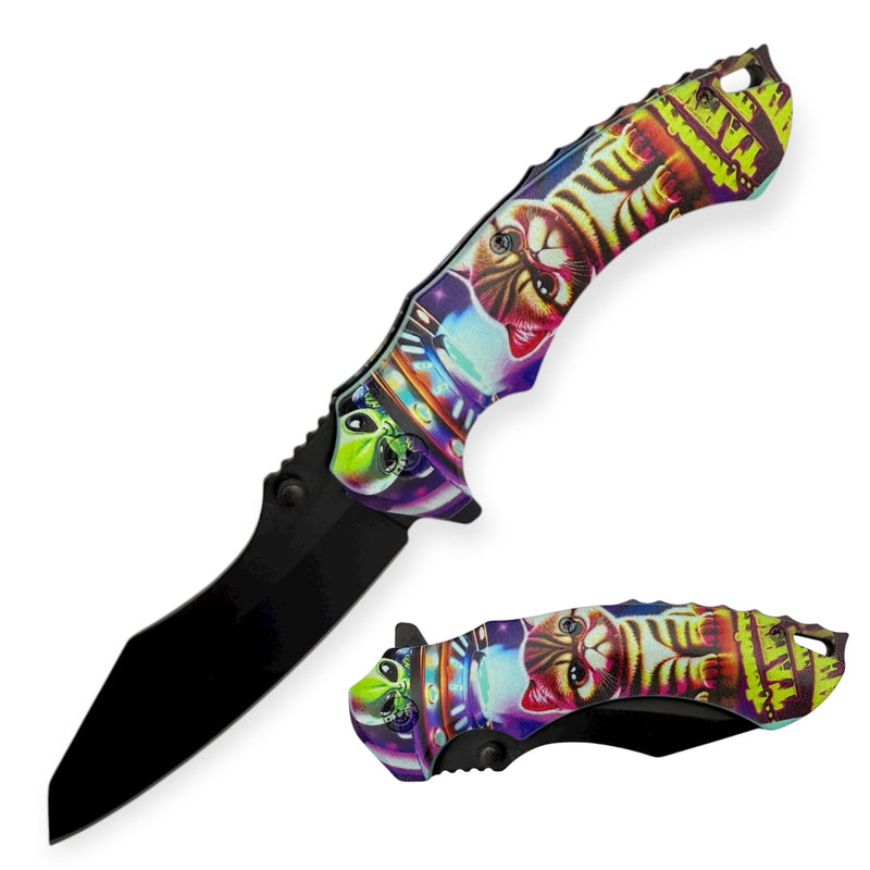 G. Sears Style Blade Spring Assisted Knife - Teal What The Fluff