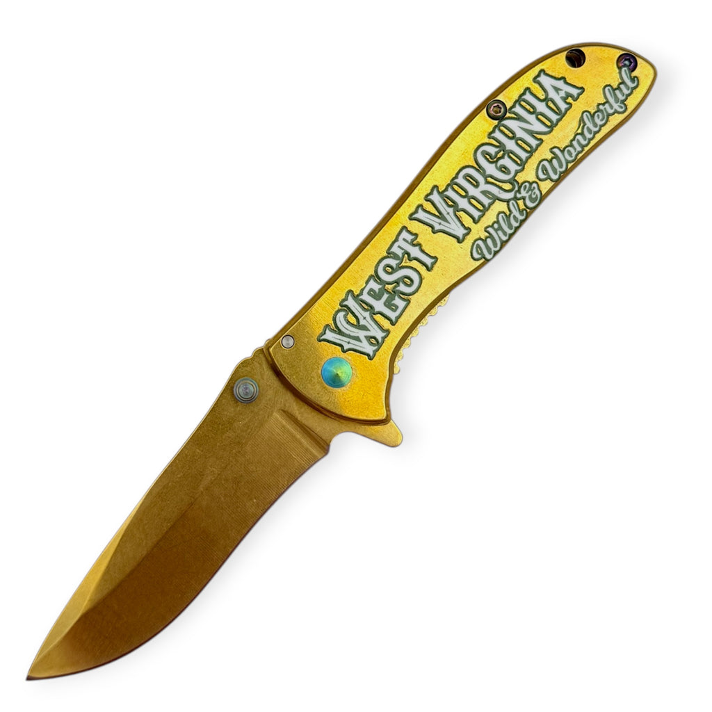 Spring Assisted Folding Knife - GOLD West Virginia (Wild & Wonderful)