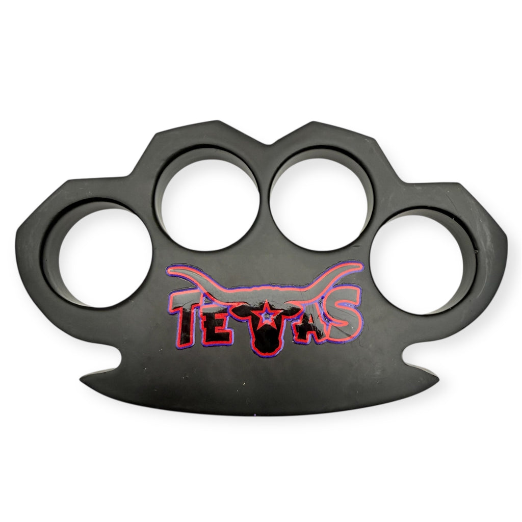 Black Brass Knuckle Duster Paper Weight Red/Black Texas