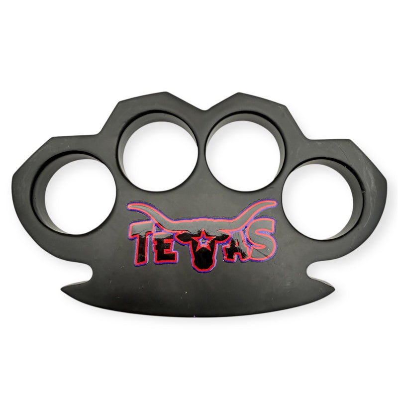 Black Brass Knuckle Duster Paper Weight Red/Black Texas