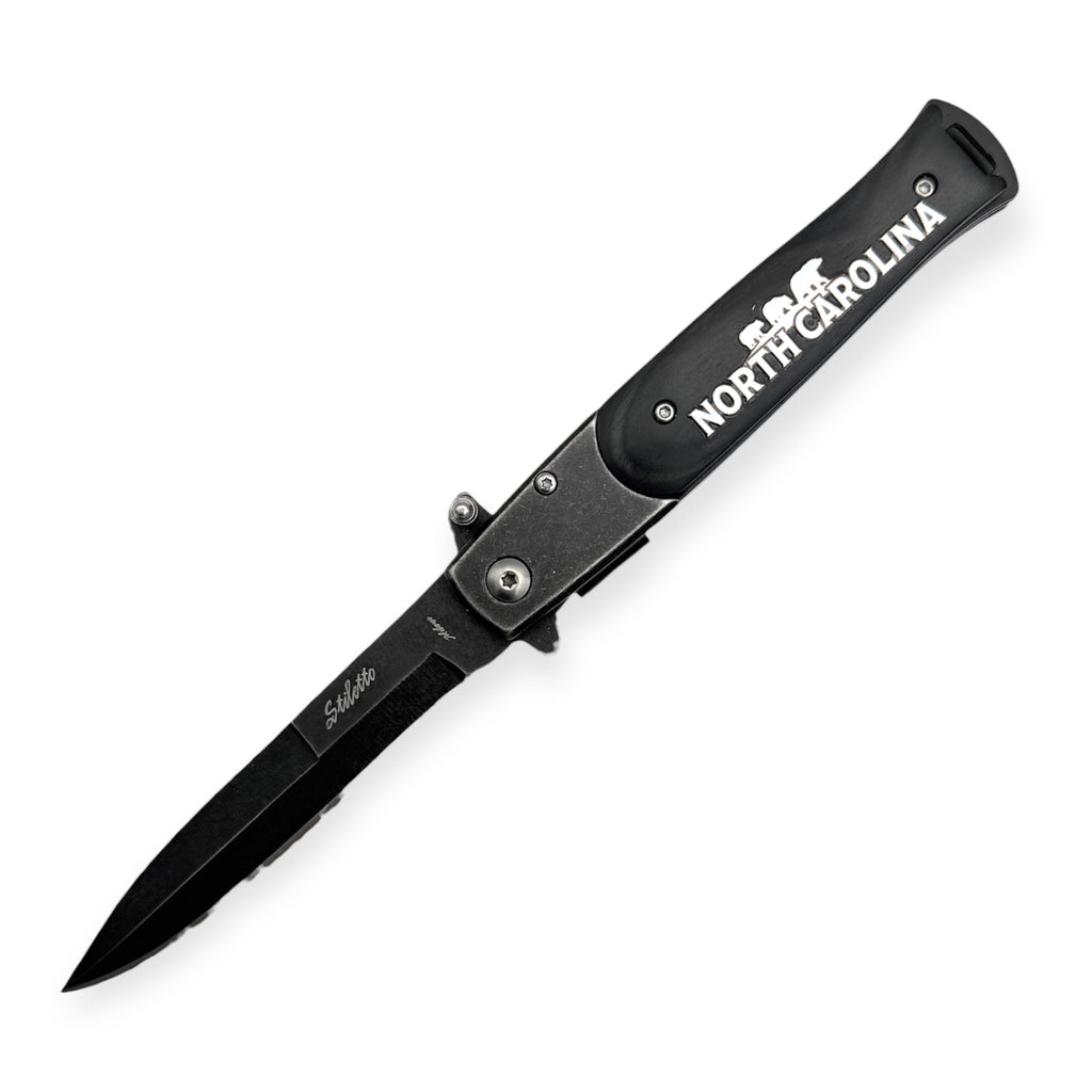 7.25 Inch Godfather Style Black Pakka Wood handle folding Knife North Carolina