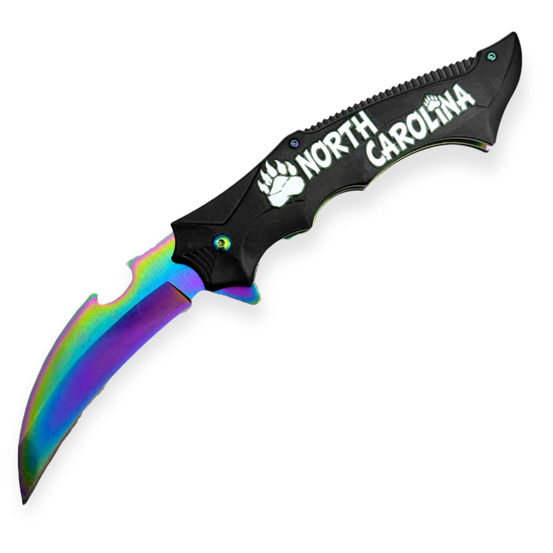 Tiger Usa® Spring Assisted Knife - BLACK AND RAINBOW North Carolina