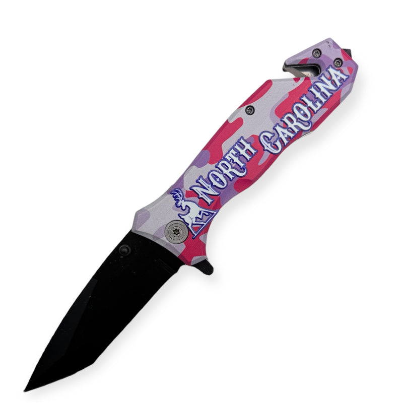 Folding Knife W. Clip PINK CAMO 1 North Carolina