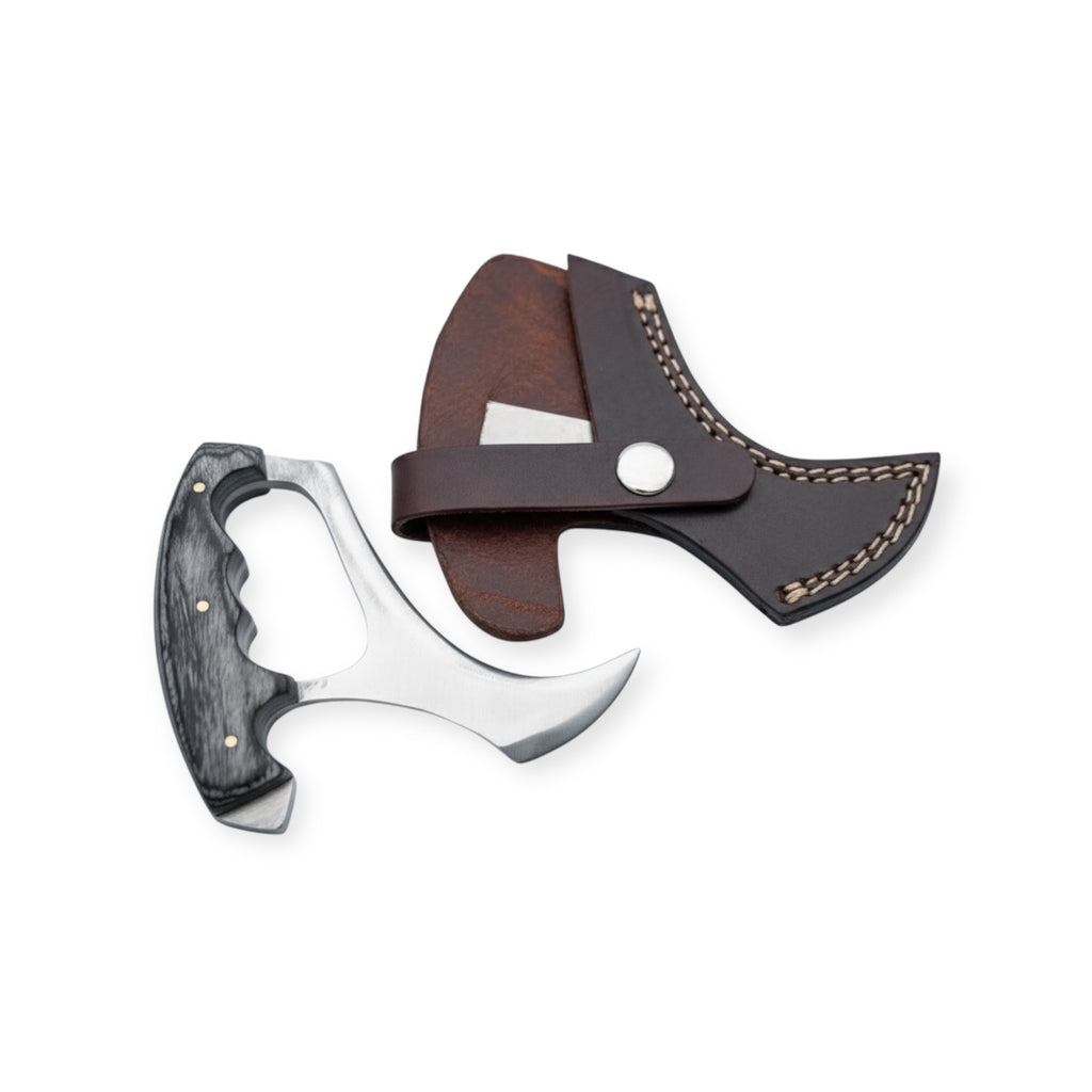 Red Deer®  5.0 inc Fighter Back Up Push Dagger W/Leather Case Grey