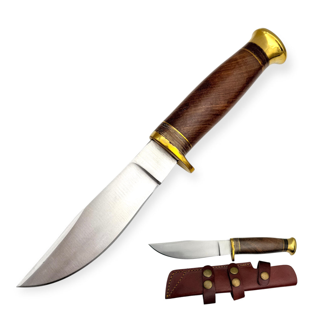 Red Deer® Hunting Knife Dark Brown W/Leather Sheath