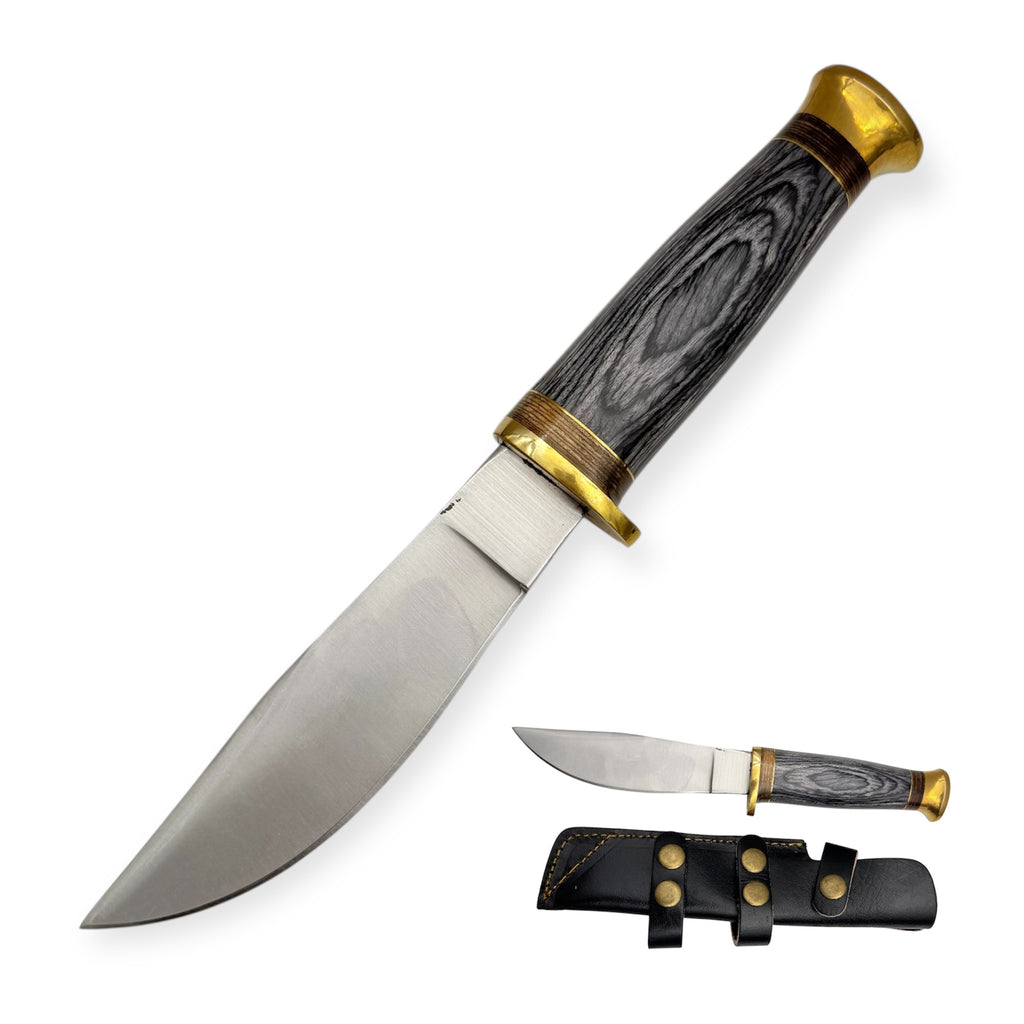 Red Deer® Hunting Knife Grey W/Leather Sheath