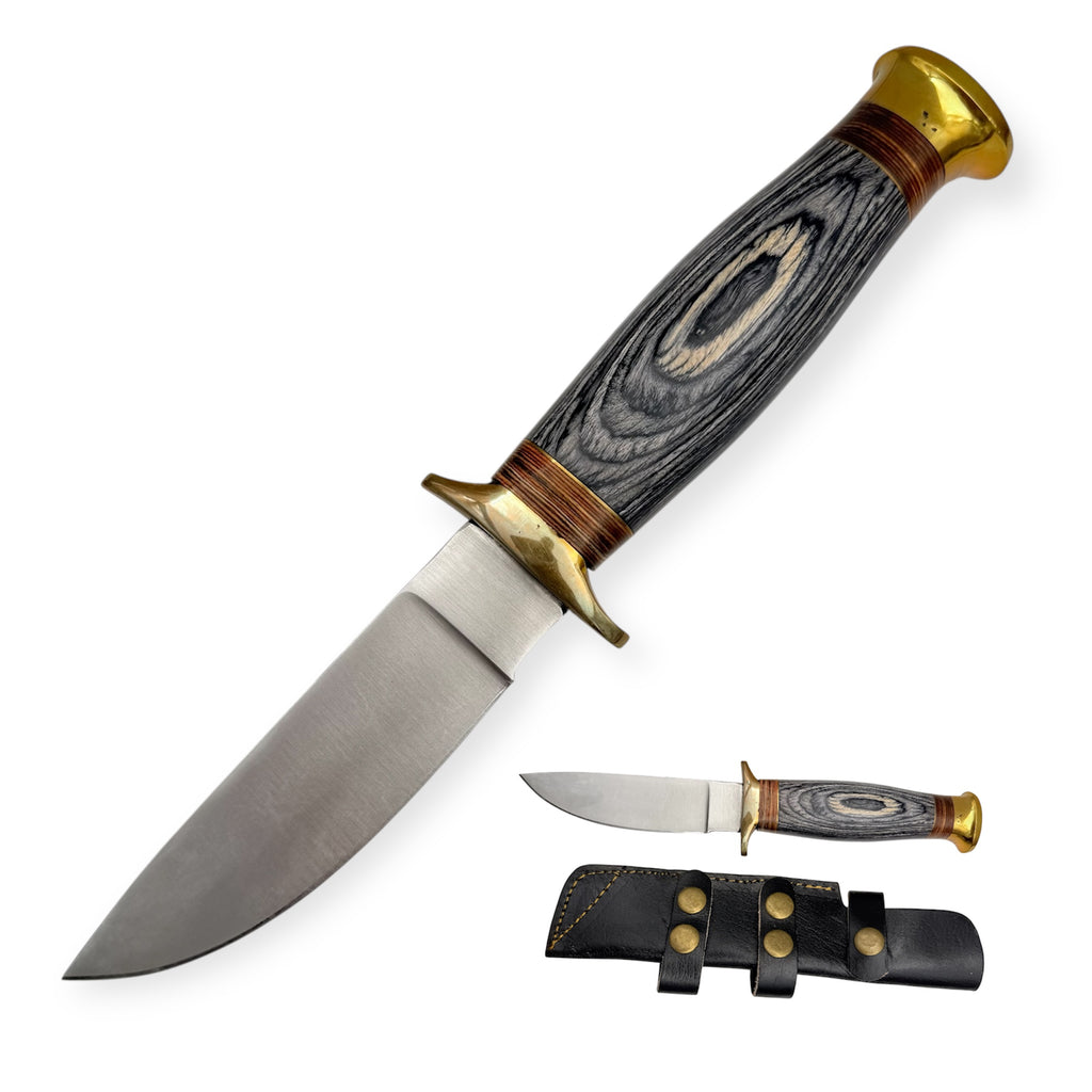 Red Deer® Hunting Knife W/Leather Sheath Grey