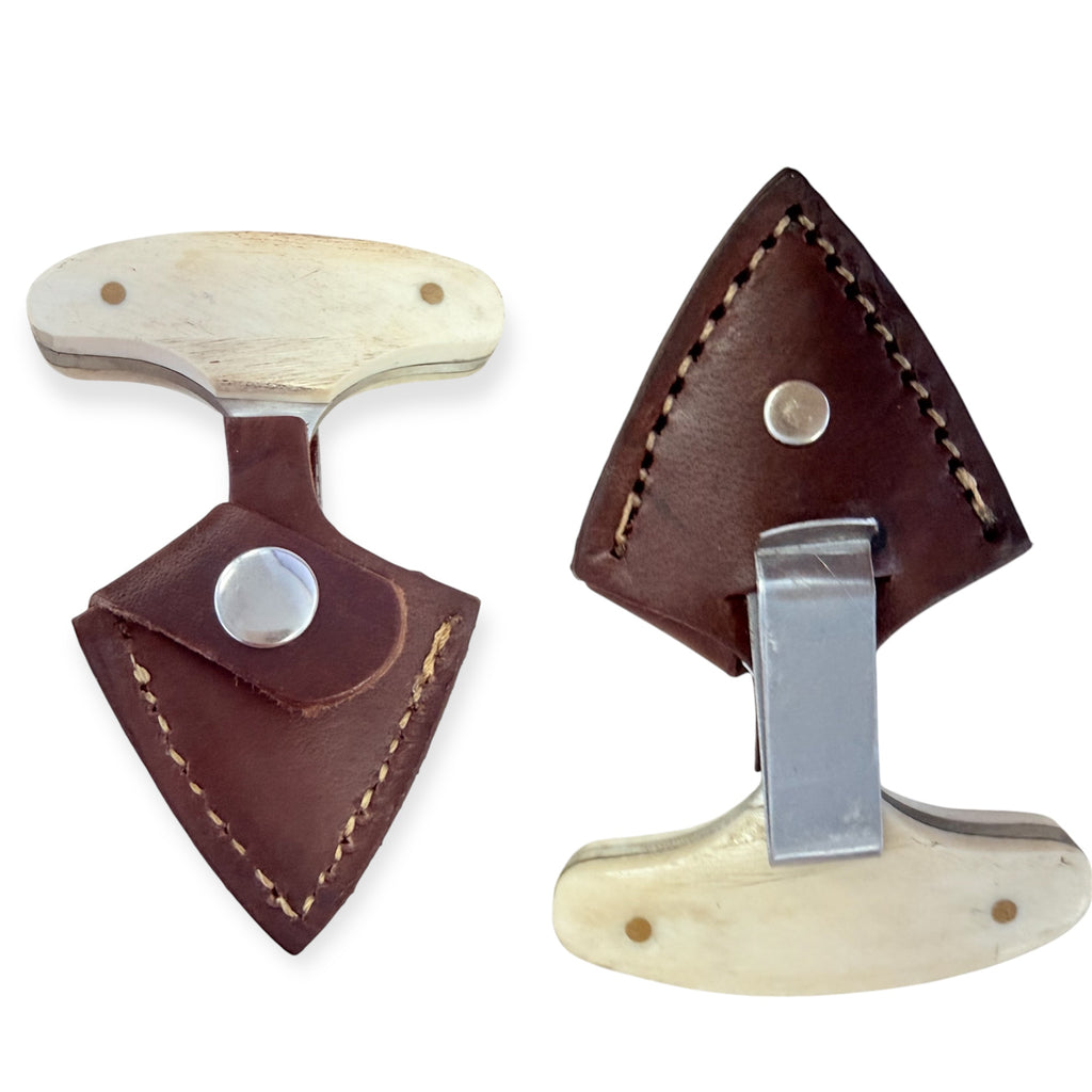 Red Deer®  3.25 inc Fighter Back Up Push Dagger W/Leather Case Double Blade