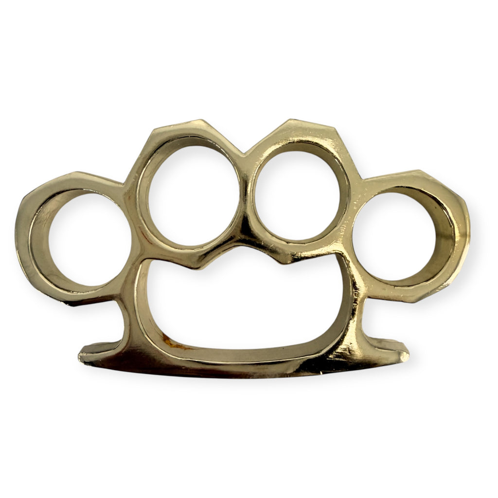 4 Inch Long Steel Knuckle Belt Buckle  Shiny Gold