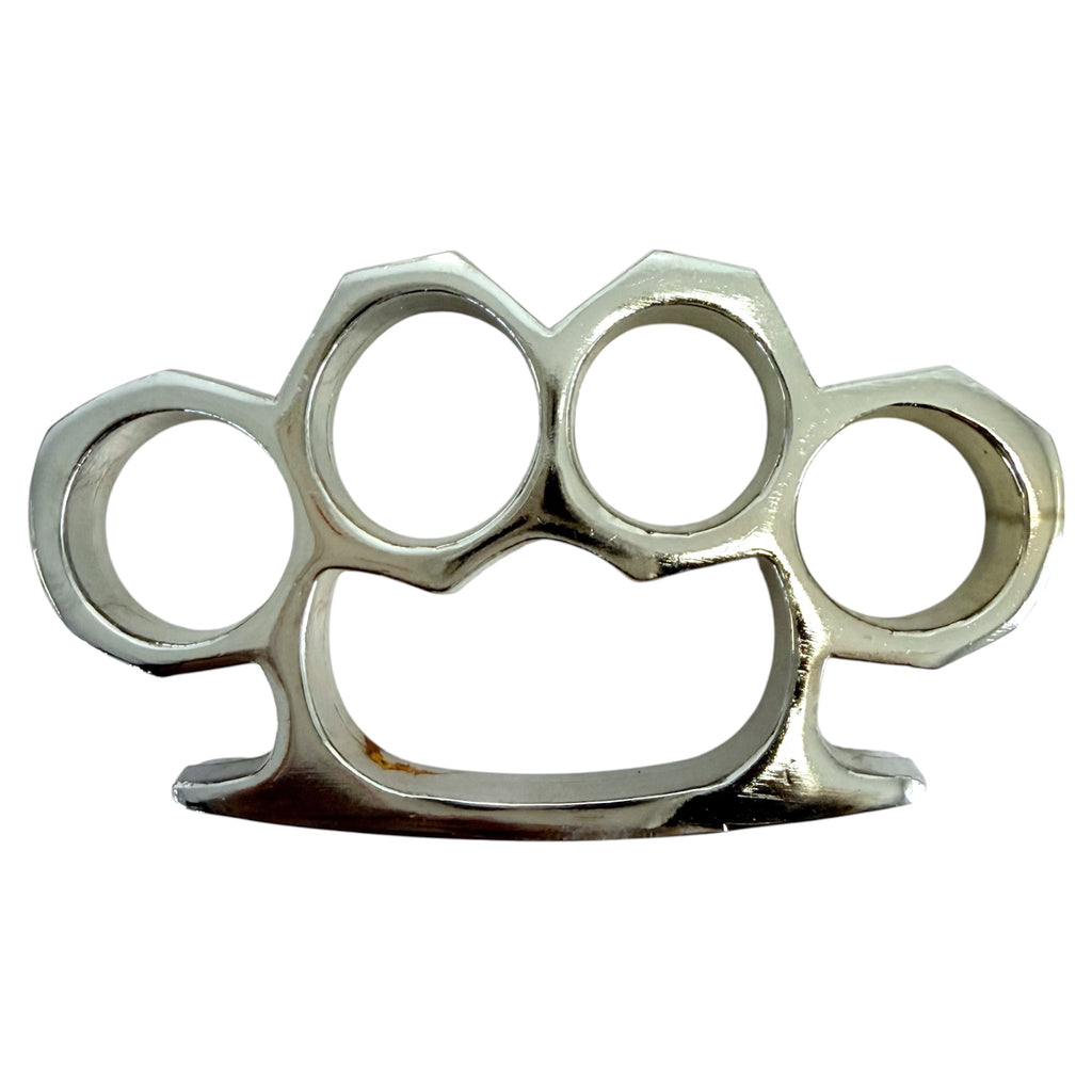4 Inch Long Steel Knuckle Belt Buckle  Shiny Silver