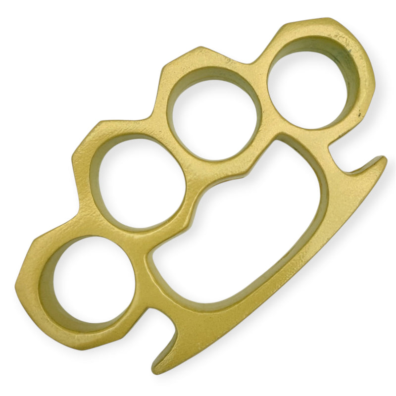4 Inch Long Steel Knuckle Belt Buckle Gold